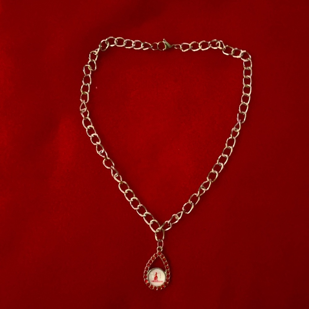 Silver necklace with Delta Sigma Theta charm.